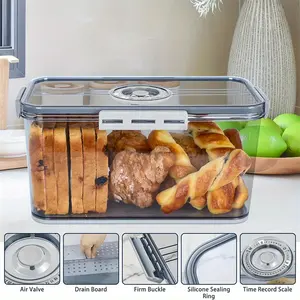 Bread Box Bread Boxes for Kitchen Counter Airtight-Time Recording Bread Storage Container with Lid, Bread Keeper for Homemade Bread, Toast, Bagel, Cookies and Donut