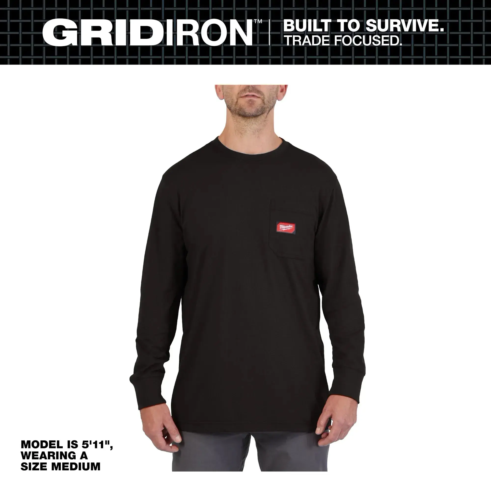 Milwaukee 606 Men's GRIDIRON Cotton/Polyester Long-Sleeve Pocket T-Shirt
