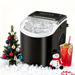 Portable Countertop Ice Maker – 26 lbs Ice in 24H, 9 Cubes in 6 Mins, Compact Ice Machine with Handle, Basket & Scoop for Home, Office