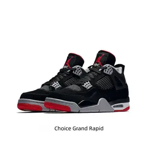 Black and Red Mid-Top Retro Basketball Shoes