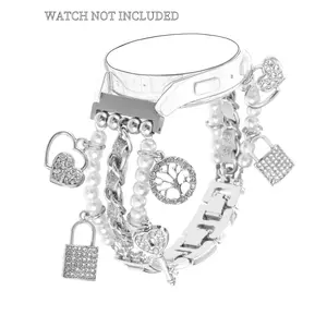 Fashion Pearl Decor Watch Band, Watch Band with Shiny Pendant for Women, Wearable Accessories, Smart Watch Strap Compatible with Samsung Galaxy Watch 7/FE/6/5/4 40/44mm, Watch 6/4 Classic, Watch 5 Pro, Watch 3, Active 2
