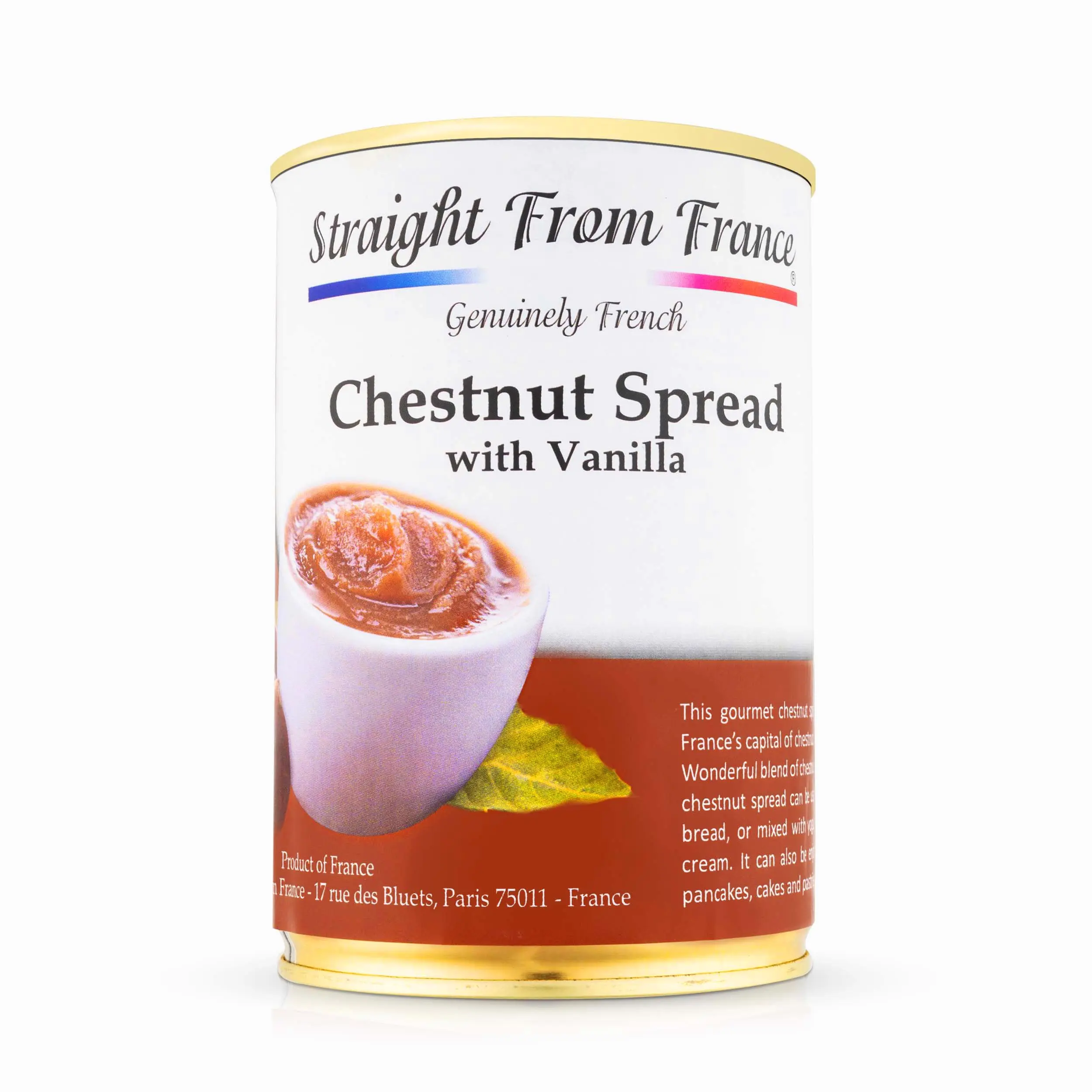 Straight from France Genuinely French Low-Fat Gourmet Natural Vanilla Chestnut Spread - Chestnut Base, Low Cholesterol, 17.6 oz, All Ages, Chestnuts, Gmo Free