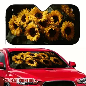 1pc Sunflower Glow Car Sun Shade - Fit for All Vehicles, Decorative Windshield Cover with Vibrant Yellow Sunflower Design, Durable & Stylish Interior Protection, Sunflower Car Decor, Vehicle Aesthetic Enhancement, Playful Design, Longlasting Material