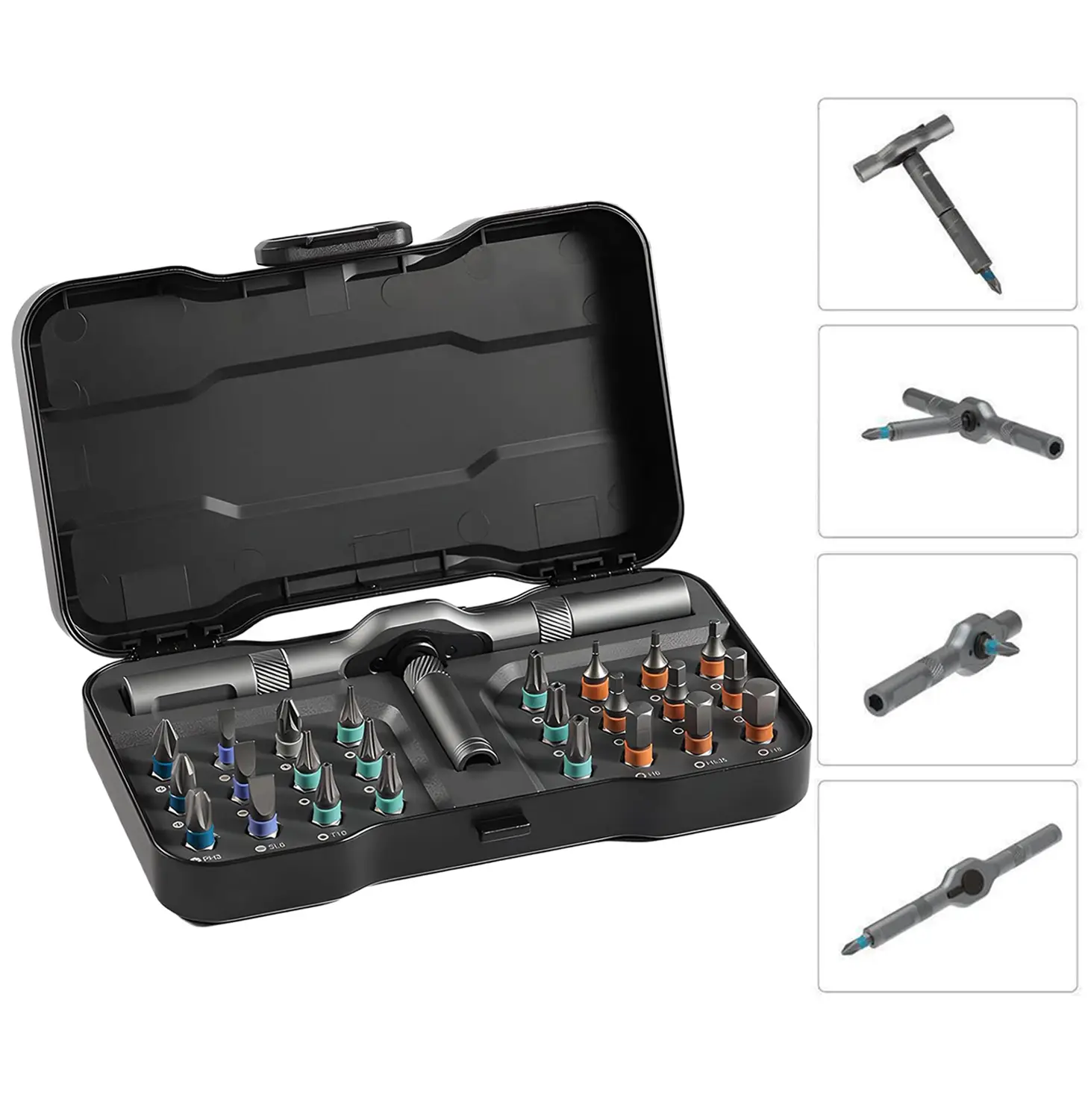 SEESE 24 in 1 Magnetic Screwdriver Set,Rotary Ratchet Sscrewdriver Set, Multi-Function Repair Tool With Detachable Handle,DIY Enthusiast,Multifunction