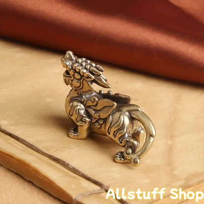 Brass Kirin Statue - Chinese Mythical Beast, Historical-Themed Chinese-Style Collectible Culturally-Inspired Fengshui Ornament, Elegant Home Decor, Ideal Housewarming Gift, Historical-Themed Fengshui Ornaments, Chinese-Style Fengshui Ornaments