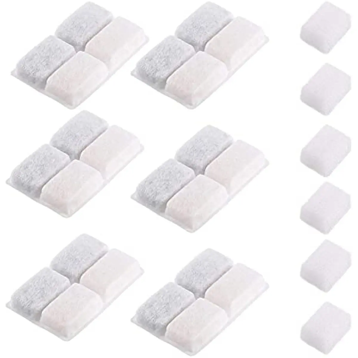 furrybaby Carbon Replacement Filters for Cat and Dog Fountain, Premium Pet Water Fountain Dispenser Filters (6 Packs for Pure White)