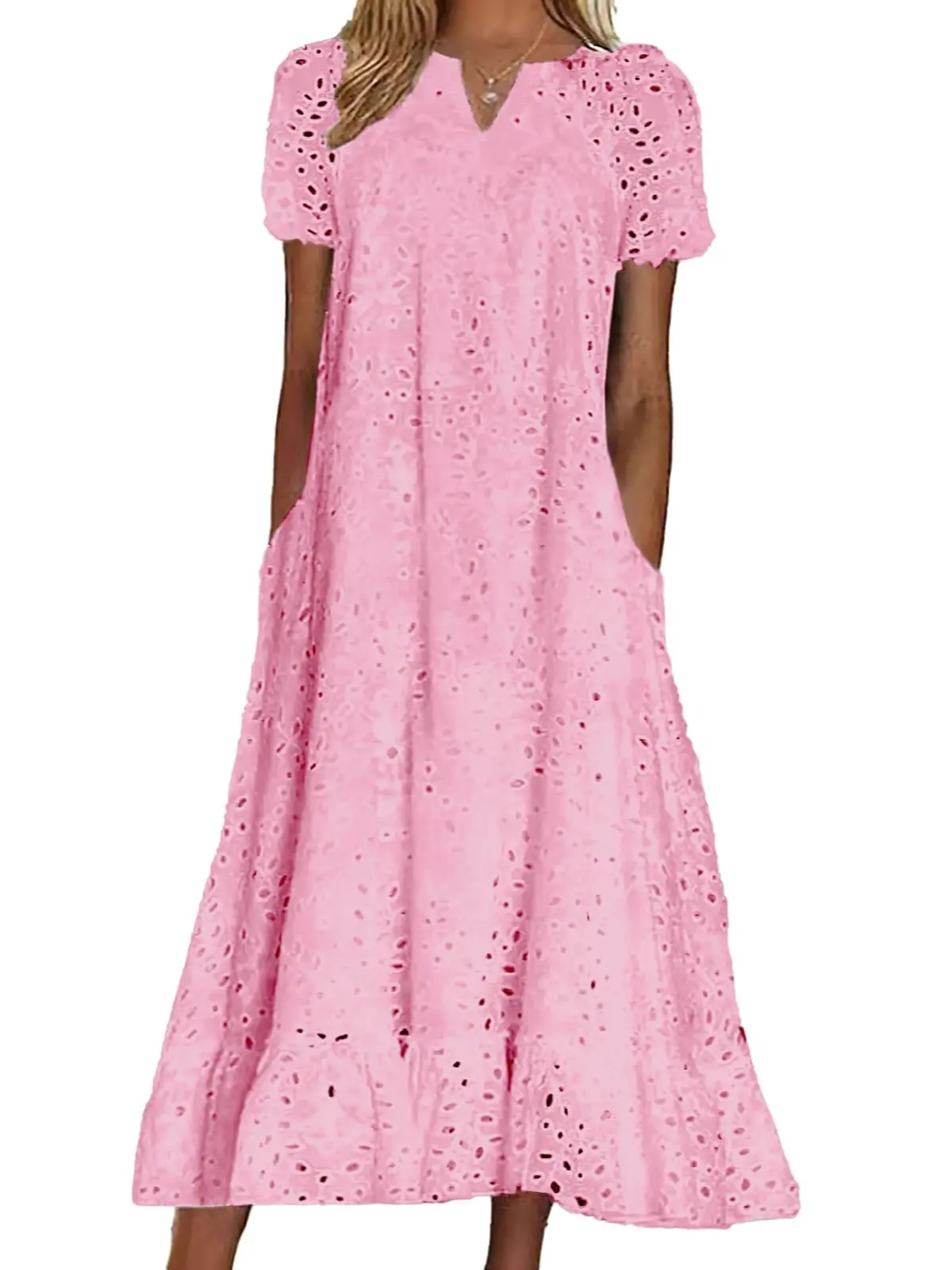 Ebossy Women Summer Ruffle Hem Floral Lace Eyelet Dress Casual Notch Neck Midi Tunic Dress with Pocket - TikTok Shop Ebossy Women Summer Ruffle Hem Floral Lace Eyelet Dress Casual Notch Neck Midi Tunic Dress with Pocket - TikTok Shop