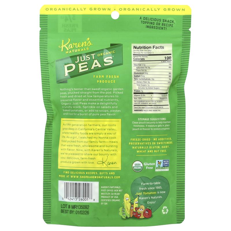 Karen's Naturals Organic Just Peas®, 3 oz (84 g)