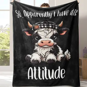 Cartoon Cow Pattern Blanket, Cow Print Blanket, Counts Soft Comfortable Throw Blanket, Air-conditioned Room Blanket, Warm Nap Blanket for Home & Office Suitable for all four seasons A gift suitable for fans, friends and children