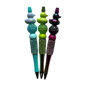 Rhinestone Beaded Silicone Focal Refillable Black Ink Ducks Pen