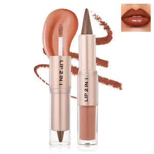 Lip Liner and Gloss Set 2 in 1 Lipstick with Dual-Ended and Smooth Buildable Lip Gloss for Women Lip Combo Makeup