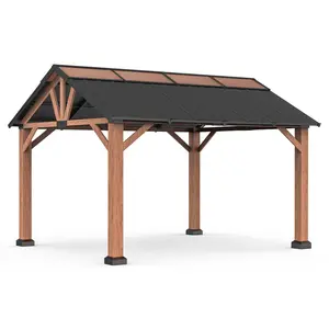 MCombo Hardtop Gazebo with Gabel Roof Canopy and Aluminium Frame, Outdoor Grill Gazebo Pergola for Patio, Backyard and Party, 4944|4967