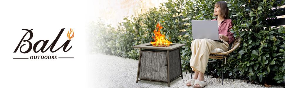 BALI OUTDOORS 28-Inch Square Propane Gas Fire Pit Table – 50,000 BTU with Lid & Lava Rocks for Patio, Backyard, and Deck TikTokShopBlackFriday