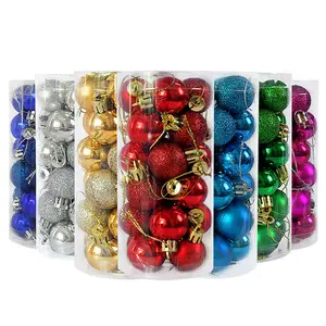 24count 3cm Christmas Tree Decor Ball Bauble Gold Silver Plastic Hanging Ball Ornaments Decorations for Home New Year Navidad