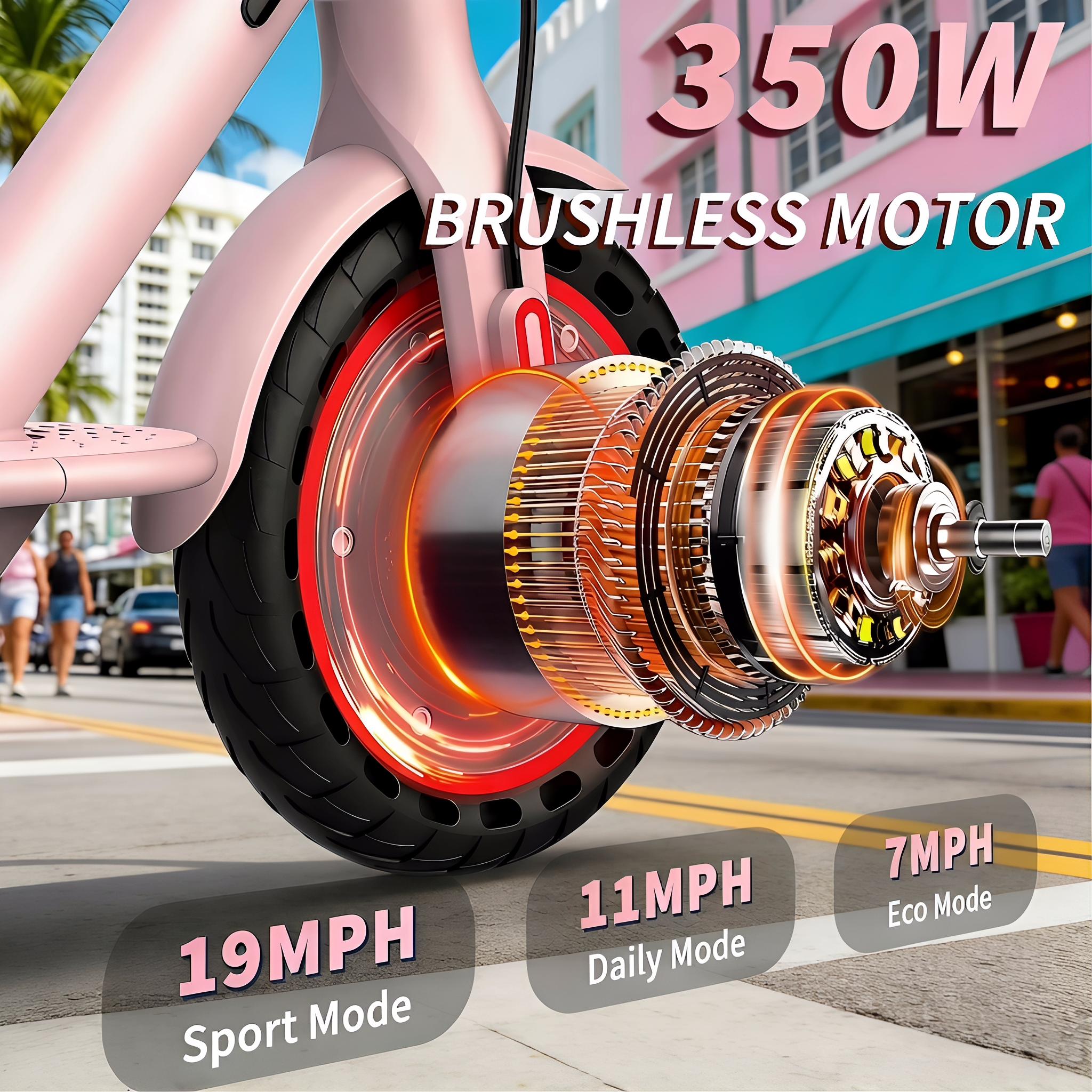 Electric Scooter,8.5" Tires,350W Motor,Up to 19MPH Max Speed,Portable Electric Scooter with Light, Suitable for Female Girls,Halloween Gifts