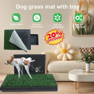 Dog Grass Pad with Large Tray Reusable Training Pads with Pee Baffle Artificial Grass Training Pads Ideal for Small and Medium Dogs