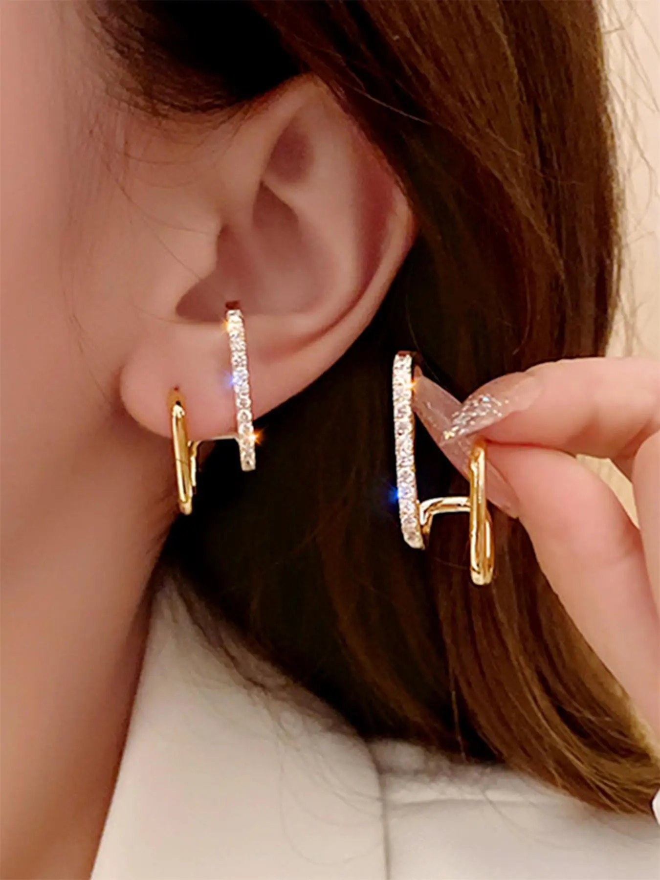 Fashionable Rhinestone Decorated Stud Earrings, Anniversary Wedding Party Jewelry for Women, Trendy All-match & Exquisite Jewelry