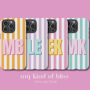 Personalized Monogram Phone Case, Preppy Cute Girly Monogrammed Initials Case for Smart Phone