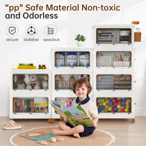 Foldable Kids Storage Cabinet For Toys, Books, Snacks & Cosmetics, Cute And Practical Storage Box Organizer For Bedroom, Playroom, Or Living Room Use