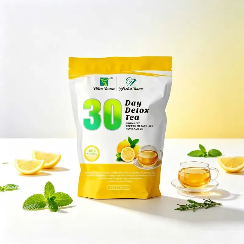 WinsTown Organic 30-Days Detox Loaded Tea, 30 Individual Sealed Lemon Teabags ,Natural Herbal Blend Daily Wellness Beverage, Easy Brew Hot Tea Bag For Home Leisure