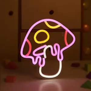 Mushroom Neon Light, Decorative Neon Light for Indoor Bedroom Game Room, Nightlight for Bedroom, USB Powered Christmas Halloween Party Decoration Gift, No Power Plug Needed, Neon Accent Lights