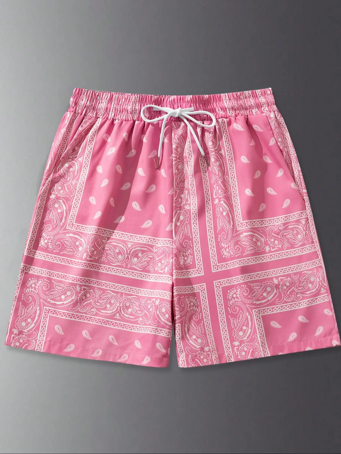 Men's Random Paisley Print Bermuda Shorts, Casual Sport Shorts, Casual Comfy Regular Fit Shorts for Summer, Men's Bottoms for Daily Wear, Casual Fashionable Shorts, Casual Sporty Shorts