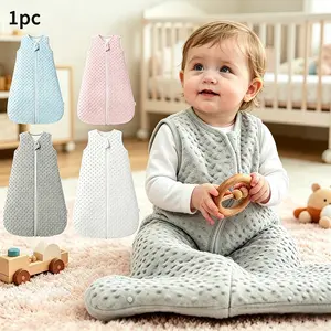 1pc Infant Sleeveless Bean Bag Sleepsack, Zipper Sleeping Bag, 3D Bean Fleece Comforter, Baby Bed Cover, Essential for Newborns, Soft Warm Bedding, Washable Bedding