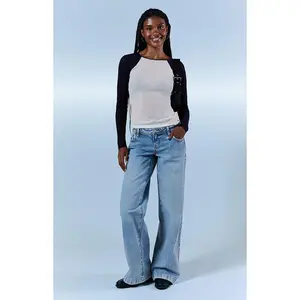 Pacsun Women's Kaia Ultimate Low Rise Baggy Jeans Stretch Light Blue
