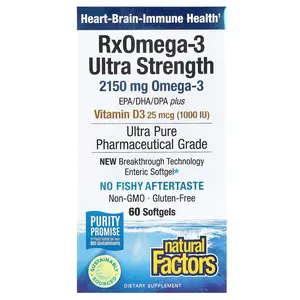Natural Factors RxOmega-3 Ultra Strength with Vitamin D3, 60 Softgels