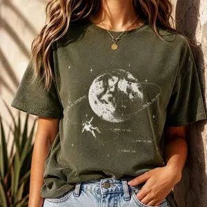 Vintage Astronaut Moon Shirt, NK Indie Folk Tee, Orbiter Inspired Tee, Retro Moon Tee, Folk Concert Shirt LEC