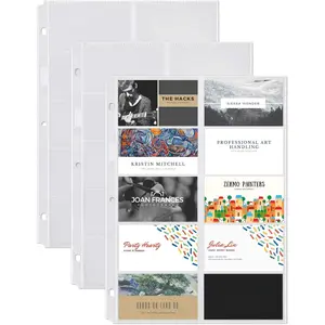 Business Card Holder Sleeves (10 Pack for 200 Cards), Heavyweight Plastic Sheet Protect, Each Sleeve Holds 20 2x3.5 Namecards, 3-Hole Punched, Fits 3-Ring Binders