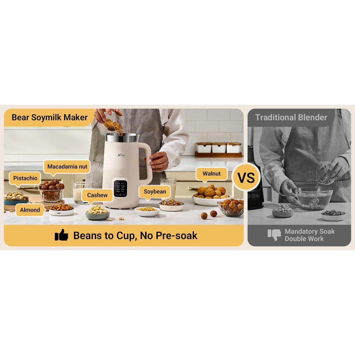 Bear 8-in-1 Nut Milk Maker, 40oz/1.2L Capacity, Self-Cleaning Kitchen Appliance with 12H Delay Start, 6H Keep Warm, 1-Touch Function for Plant-Based Drinks, Smoothies, Soup
