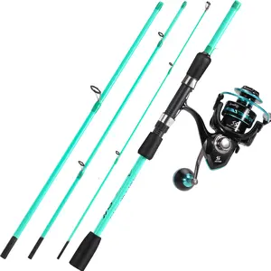 Sougayilang Fishing Rod Reel Combo Portable 4 Sections with Comfortable Grip for Freshwater and Saltwater Fishing, Convenient to carry,for Travel supplies
