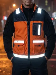 American Style Summer Commuter Tactical Outdoor Men's Workwear, Reflective Safety Emergency High Visibility Vest, Patrol Jacket, Functional Design