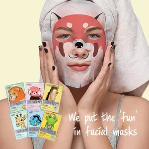 Epielle Animal Character Sheet Masks - Korean Spa Masks for All Skin Types, Assorted 6 Pack with Comfort Features for Kids and Girls