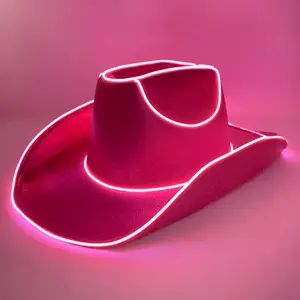Masque Party LED Light Up Cowboy Cowgirl Hat, Neon Light Up Costume Hat
