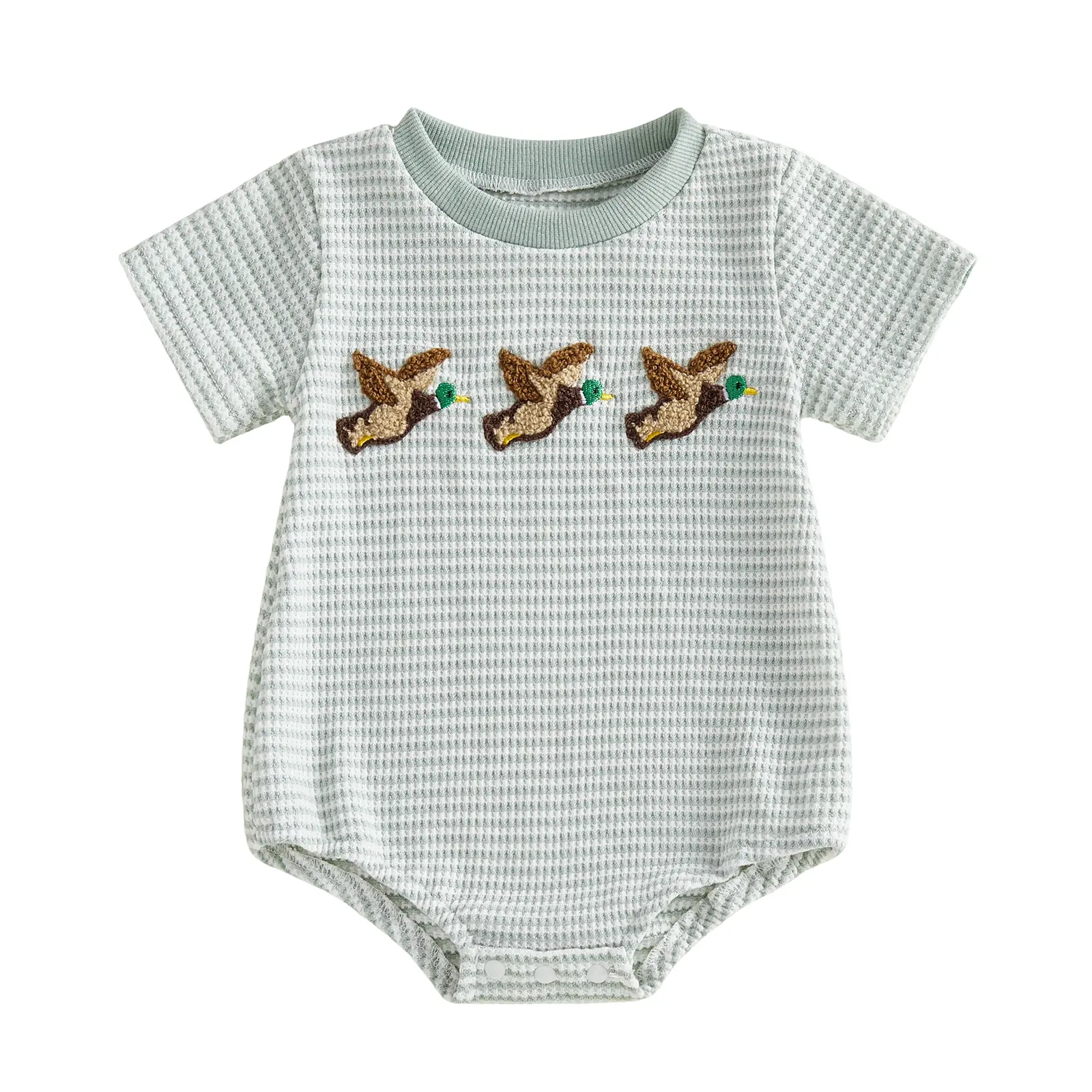 Infant Baby Boy Summer Romper Short Sleeve Duck Embroidery Bodysuit Newborn Playsuit 0-18 Months