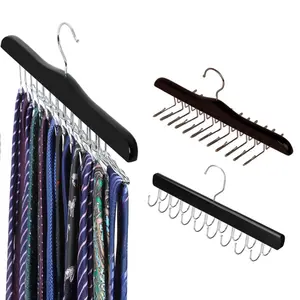 2Pcs Tie Rack Hanger for Closet, Wooden Tie Organizer for Men with 24 Folding Hooks, Space Saving Necktie Holder for Storage and Display Bra, Tank Top, Camisole - Home Improvement.