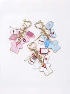 Nurse Doctor Theme Alloy Pendant, Keychain, Women's Decorative Charm with Buckle, Keychain for Bags, Keychain Jewelry, Hearts, Clip, Perfect Gift for International Nurses Day