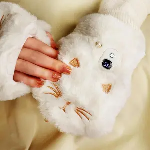 Portable Heating Gloves with Digital Display, Polyester Material, Rechargeable Hand Warmer Heater, 5 Temperature Modes, Ideal for Home, Fall & Winter Gifts