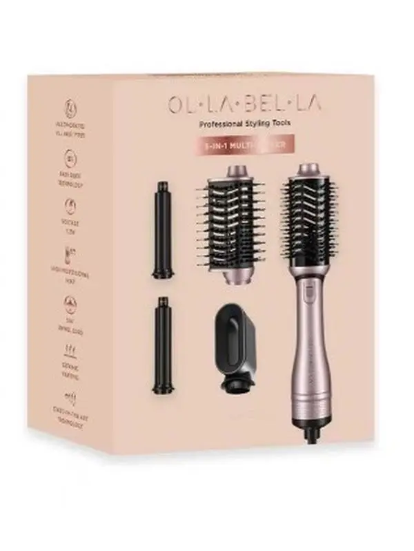 OL•LA•BEL•LA 5in1 Air Wrap Turbo Curler with Two Blow Dryer Brush Heads for Versatile Hair Styling All-in-One Styling Tool Ceramic Technology for Frizz-Free Shiny Hair