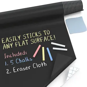 X-Large Chalkboard Wallpaper - Clear | 1.4ft x 8ft Adhesive Paper Roll | Includes 3 Markers & Eraser Cloth | Peel & Stick  a Wall, Table & Desk | Ideal for Use at , School, Office &