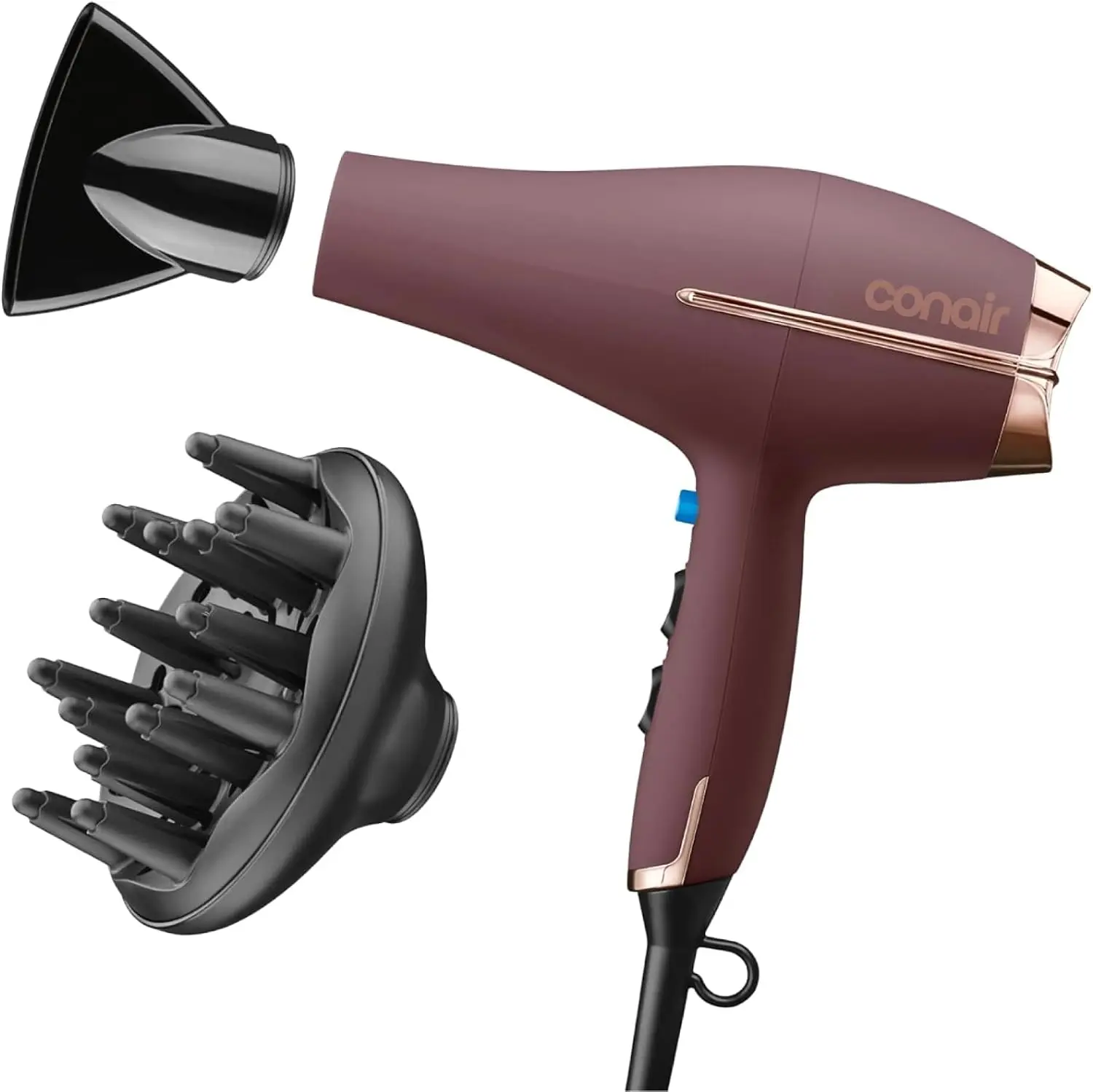 Conair Professional AC Motor Hair Dryer | Fast Drying Professional Airflow for All Hair Types, Includes Concentrator and Diffuser, Plum, 650AML