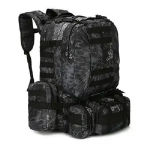 Style Backpacks 4 in 1 for Camping Hiking Hunting Outdoor 55L Pack Black Camo
