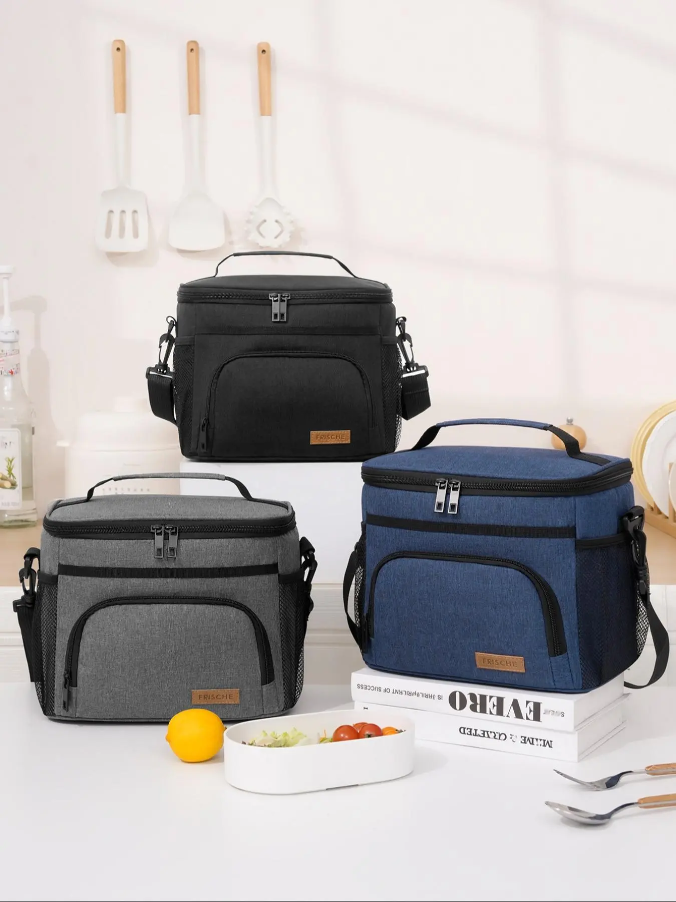 Large Capacity Cooler Bag, Portable Multifunctional Insulated Bag with Handle, Zipper Lunch Bag for Work, School, Picnic, Camping, Hiking, Outdoor, Camping Gear, Camping Accessories, Hiking Essentials
