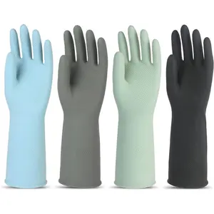 4 Pairs Rubber Kitchen Dishwashing Gloves – Reusable Household Cleaning Gloves for Washing Dishes and Cleaning Tasks, Non-Slip