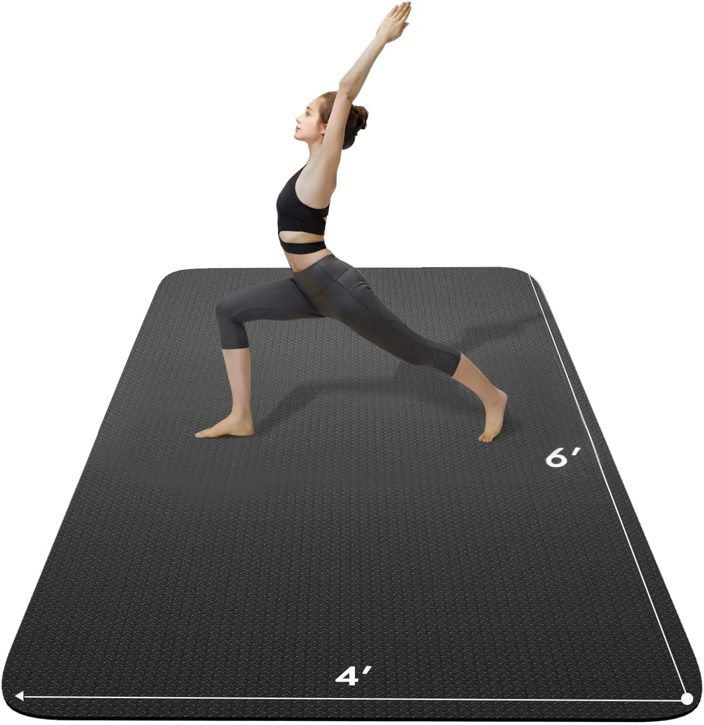 Large Yoga Mat 6'x 4'72x 481/4" &1/3" Extra Wide Exercise Mat 183cm x 122cm Large Exercise Mat Big  Yoga Mat Pilates Mat,Non Slip,Thick,TPE Workout Mat,for Women & Men, Yoga, Pilates, Gym and Floor Workouts Pilates