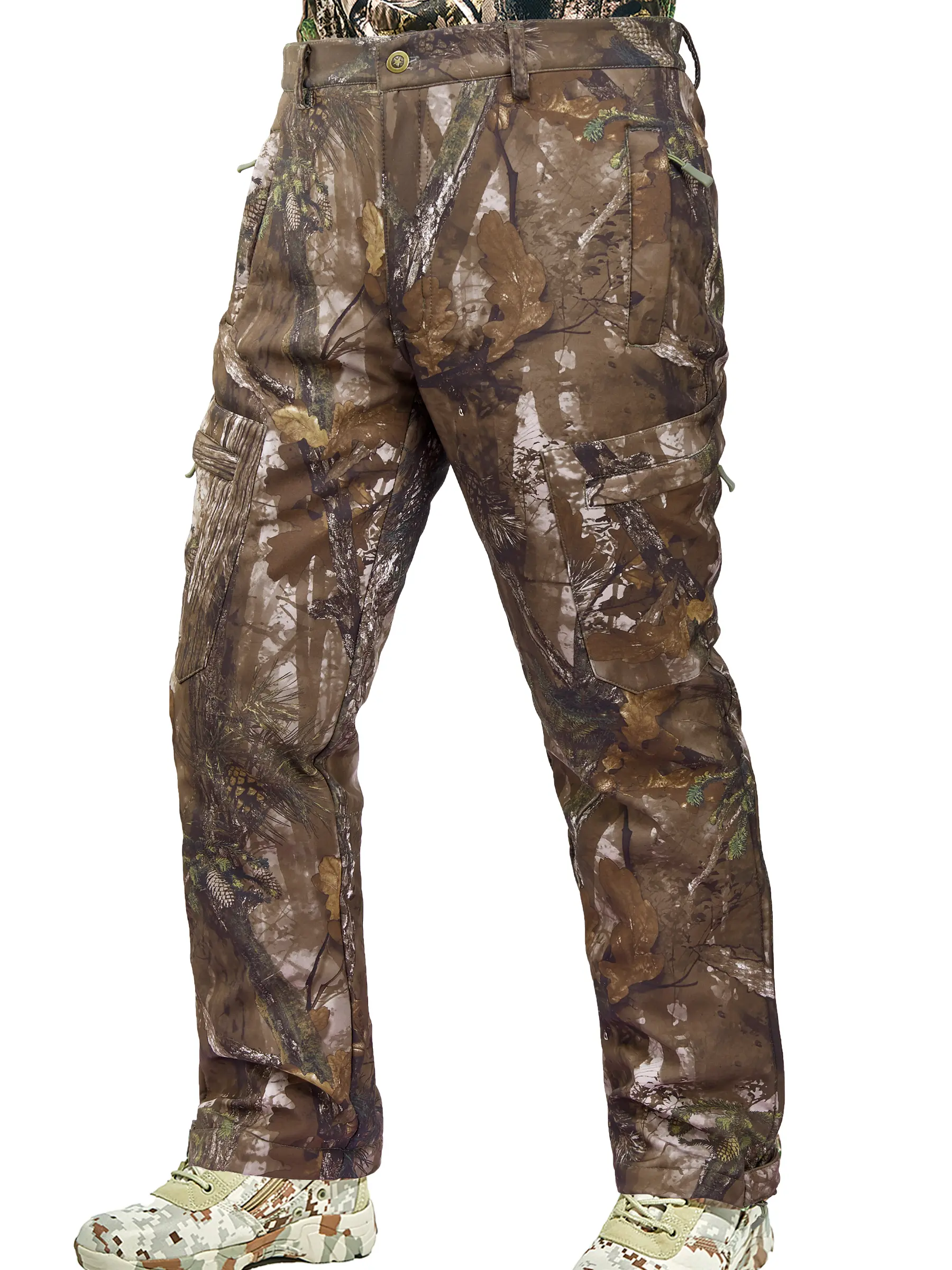 Camo Hunting Pants for Men Cold Weather, Insulated Hunting Pants with Warm Fleece Lining for Winter Deer Duck Hunts