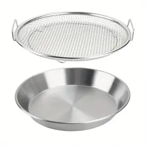 Stainless Steel Mesh Strainer Tray for Air Fryer, Fried Food Drainer Rack, Drainage Basket for Grilling, Vegetable Dessert Filter, Kitchen Food Strainer Accessories
