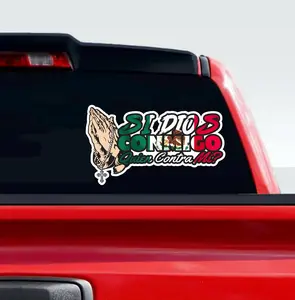 Sticker, si Dios con Migo Quien contra Mi bandera Paises / car decals / vinyl sign mirror sticker